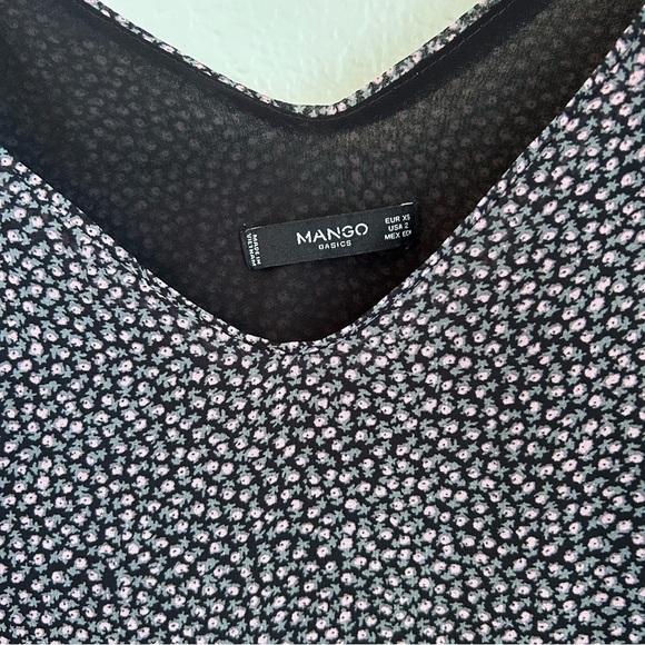 Mango Women’s Floral Print With Lace Mini Slip Y2K Spaghetti Strap Dress, Size 2 - Picture 2 of 5